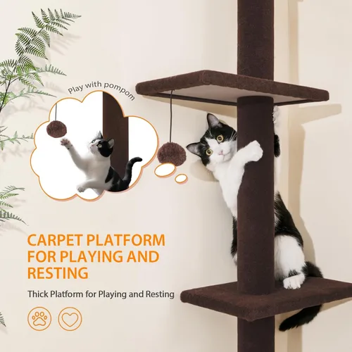 Miniatura 5 de Cat Craft Árbol para Gatos de Piso a Techo Torre para Gatos 98-108" Árbol de Alfombra para Gatitos de 5 Niveles Poste Rascador y Tapete Poste