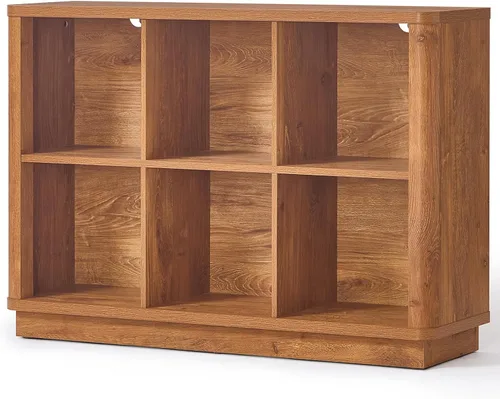Joaxswe Estantería de almacenamiento para libros de 6 cubos, estantería horizontal baja de 40 pulgadas de ancho con borde curvo, estantería de
