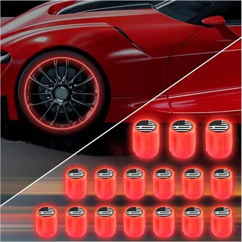 16 piezas de tapas fluorescentes para válvula de neumático, tapa luminosa para válvula de aire de rueda de auto, accesorios de decoración