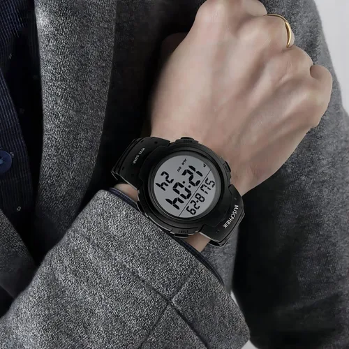 Miniatura 4 de Reloj deportivo militar, a prueba de agua, con luz LED en la pantalla, alarma, cronómetro, resistente al agua hasta 50 m de profundidad, para hombre.