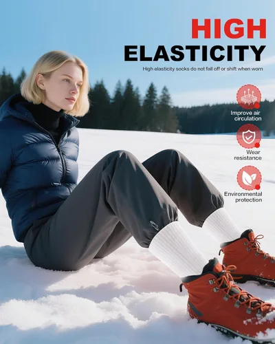 Miniatura 2 de Calcetines térmicos de lana merino para hombres y mujeres, calcetines deportivos de rendimiento acolchados para senderismo, ciclismo, trabajo