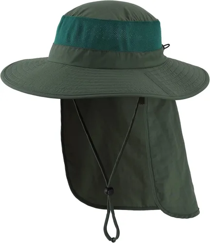 Miniatura 16 de Home Prefer Sombrero de sol UPF50+ de malla para exteriores, de ala ancha, con solapa para el cuello, sombrero de pesca para hombres y mujeres Verde
