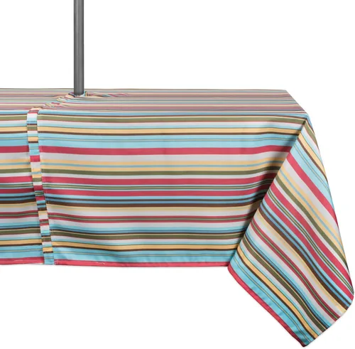 Miniatura 10 de DII Summer Stripe - Colección de mesa con cremallera para exteriores, multiusos, lavable a máquina, mantel, 60 pulgadas redonda, casa de playa