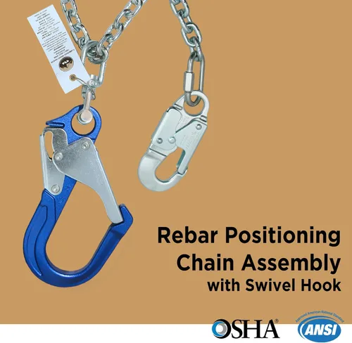 Miniatura 2 de Conjunto de cadena de posicionamiento de barra de refuerzo AFP con gancho giratorio (aluminio)