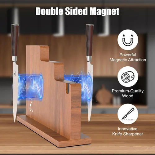 Miniatura 5 de imarku Juego de cuchillos – Juego de cuchillos de cocina japoneses de acero inoxidable de alto carbono para cocina y bloque magnético para cuchillos