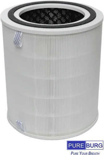Miniatura 2 de PUREBURG DH02FT Filtro de repuesto compatible con purificadores de aire DH Lifelabs Aaira + HEPA y Sciaire + HEPA, H13 HEPA carbón activado 3 etapas