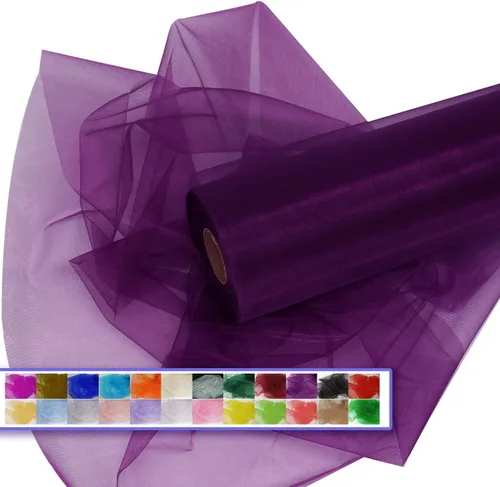 Miniatura 13 de Rollos de tela de tul de organza, organza cristal de 12" por 50 yardas (150 pies), carrete de malla de nailon transparente sedoso y brillante