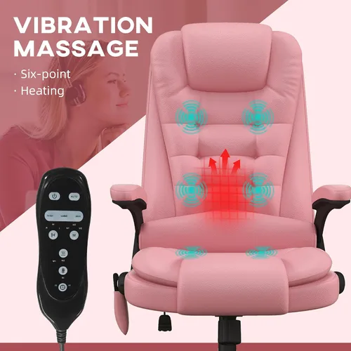 Miniatura 7 de HOMCOM, silla de oficina ejecutiva, ergonómica, piel sintética, con calor, masaje vibratorio., Cuero, Crema