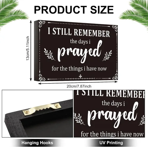 Miniatura 5 de Letrero inspirador con texto en inglés "I Still Remember The Days I Prayed", letreros inspiradores para mesa de estar, centros de mesa de madera