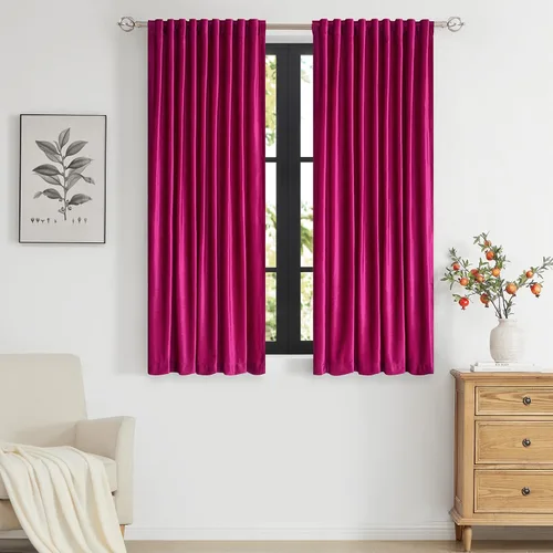 Miniatura 43 de PRIMROSE Cortinas de terciopelo champán de 63 pulgadas de largo para sala de estar, juego de 2 paneles opacos, bolsillo para barra, pestaña trasera