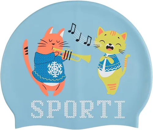 Miniatura 39 de Sporti Gorro de natación de silicona para niños, gorro de natación unisex para jóvenes, gorras de baño de protección para tus hijos, de 2 a 10 años