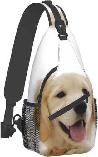 Miniatura 2 de PHIDOL Flower Gerbera - Mochila bandolera para hombre, bolsa de viaje para senderismo, bolsa de hombro cruzada., cachorros de golden retriever