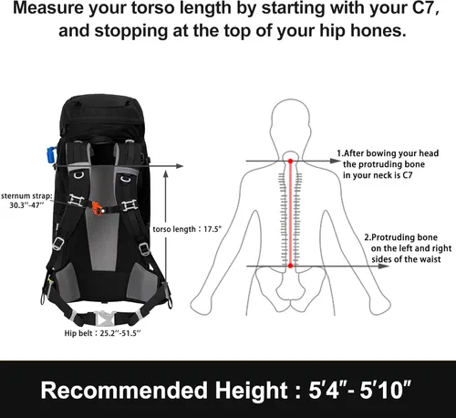 Miniatura 5 de N NEVO RHINO - Mochila de senderismo con marco interno 50, 60, 65, 70 y 80 L, mochila impermeable para escalar, camping, con cubierta de lluvia 02
