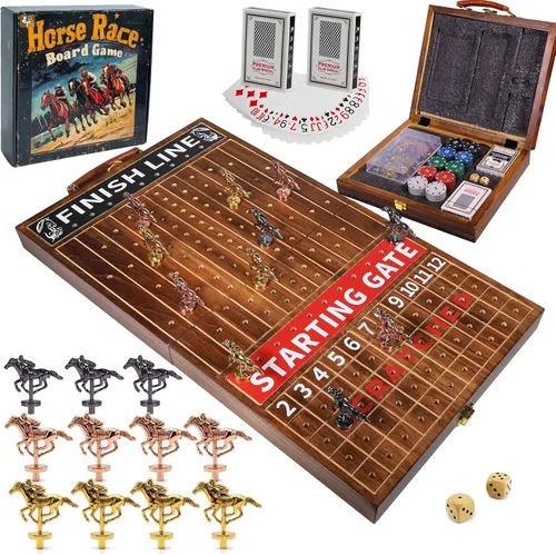 Miniatura 7 de Grande Juego de Mesa de Carreras de Caballos de 21 Pulgadas Finish LINE Está Equipado con 11 Caballos de Artesanía Metálica de Lujo Tablero