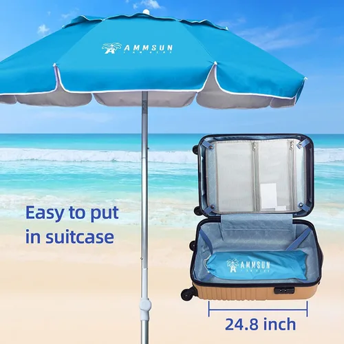 Miniatura 7 de Ammsun 2017 Sombrilla de playa plegable de 6 pies con bolso de transporte portátil, con revestimiento de plata en el interior, FPS 50+