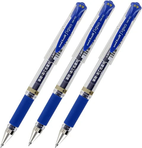 Pluma de punta rodante Uni-Ball Signo UM-153, tinta de gel, con Punta amplia, de 1.0 mm, paquete de 3 unidades, Azul (Blue Ink) 3 Count