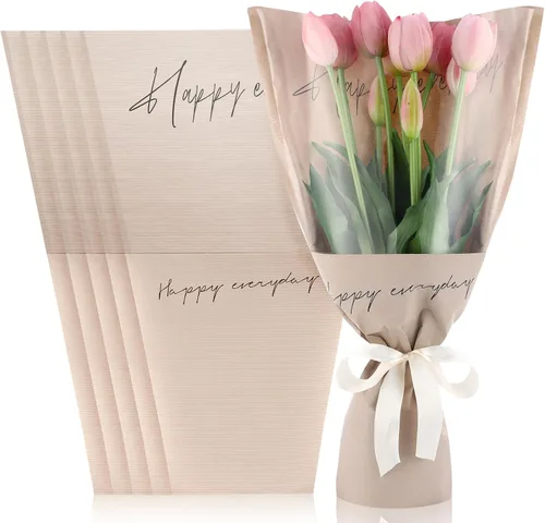 Miniatura 7 de Harloon 100 bolsas de flores para ramos de flores, papel de regalo de flores transparentes, fundas de 11 x 5.1 x 17.3 pulgadas, múltiples Café
