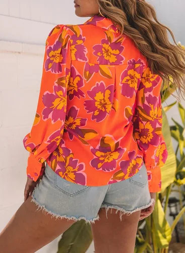 Miniatura 4 de EVALESS Blusas con botones para mujer, blusas de manga larga con estampado de moda 2024