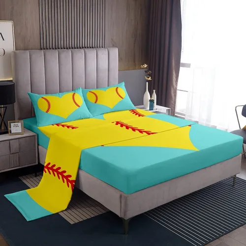 Miniatura 50 de Feelyou Juego de sábanas de béisbol para niños, juego de sábanas con temática deportiva de pelota, tamaño individual, para niños, adolescentes