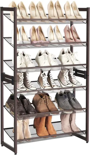 Miniatura 21 de SONGMICS ULMR03A organizador de zapatos con 3 estantes de metal apilables en dos posiciones (plano e inclinado) para armario, habitación o entrada
