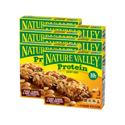 Miniatura 16 de Nature Valley Barras masticables de proteínas, mantequilla de maní, chocolate oscuro, 5 barras (paquete de 3)