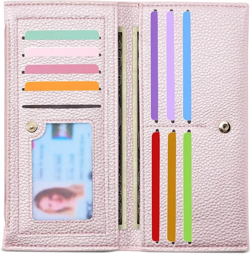 Miniatura 20 de Tipmile Cartera ultra delgada para mujer, cartera de cuero plegable para mujer, cartera RFID, cartera de bloqueo RFID para tarjetas de crédito