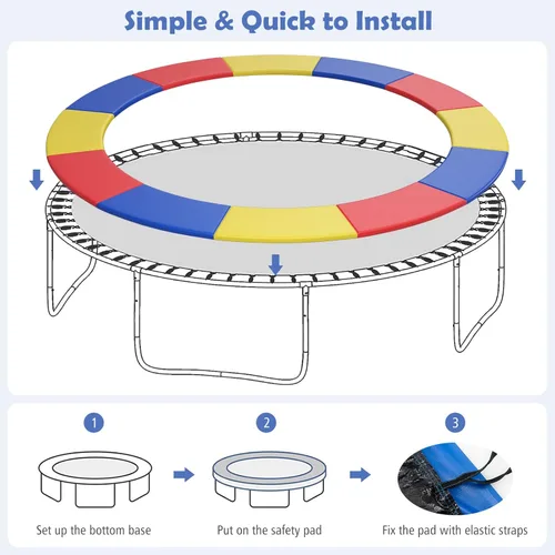 Miniatura 4 de GYMAX Funda de resorte para trampolín, 8/10/12/14/15/16 pies, almohadilla de seguridad de repuesto para trampolín, impermeable y resistente al