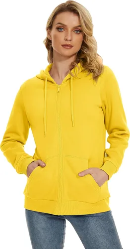 Miniatura 17 de TACVASEN Sudaderas con capucha y cremallera para mujer, ligera, de rizo francés, con cremallera completa y bolsillos