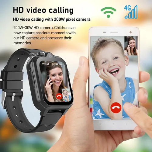 Miniatura 2 de Reloj inteligente para niños, reloj GPS 4G para niños con WiFi, SMS, llamadas, video chat de voz, Bluetooth, grabación de audio, alarma, podómetro