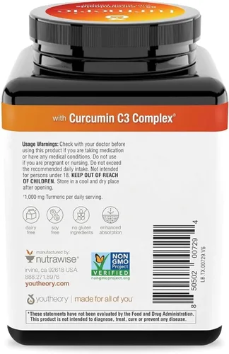 Miniatura 6 de Youtheory Cúrcuma Extra Strength - 1,000 mg - Apoya la salud muscular y articular* - Contiene biopotenciadores, curcuminoides y extractos de hierbas