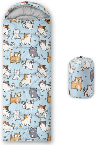 Miniatura 36 de QOOMO Saco de dormir para camping, 3 estaciones, clima cálido y fresco, ligero, saco de dormir impermeable para adultos y niños, viajes y al aire