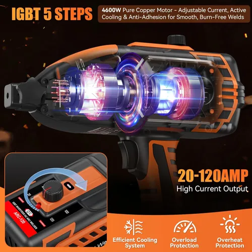 Miniatura 4 de Soldador portátil de mano, máquina de soldadura portátil de 110 V, inversor IGBT con 5 corrientes ajustables, pistola soldadora ARC se adapta a