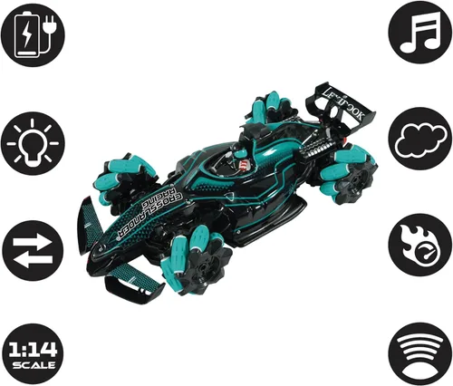 Miniatura 3 de LEXiBOOK, Crosslander® Racing, auto de carreras de control remoto, Fórmula 1, hasta 10 km/h, efectos de luz y sonido, chorro de humo, control remoto