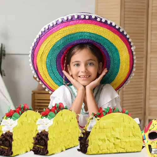 Miniatura 5 de 24 piezas de mini piñatas de taco para Cinco de Mayo Mexicano Little Fiesta Taco Piñata a granel para carnavales mexicanos martes, eventos
