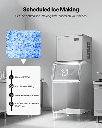 Miniatura 6 de VEVOR Máquina comercial para hacer hielo – Cabezal, máquina de hielo de acero inoxidable de 450 libras por día con fabricación de hielo programada