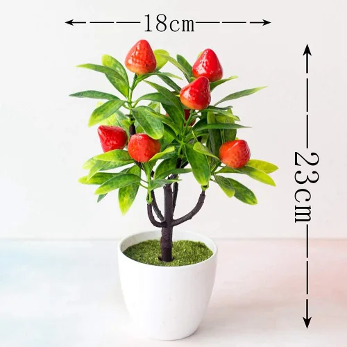 Miniatura 6 de Decoración de escritorio, árbol frutal artificial en maceta, planta falsa decorativa para oficina, decoración del hogar, accesorios de fotografía