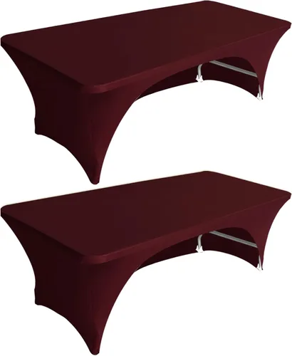 Miniatura 24 de Eurmax USA - Paquete de 2 manteles de elastano de 4 pies, ajustable en más de 30 colores de poliéster, manteles de elastano elástico, mantel de mesa