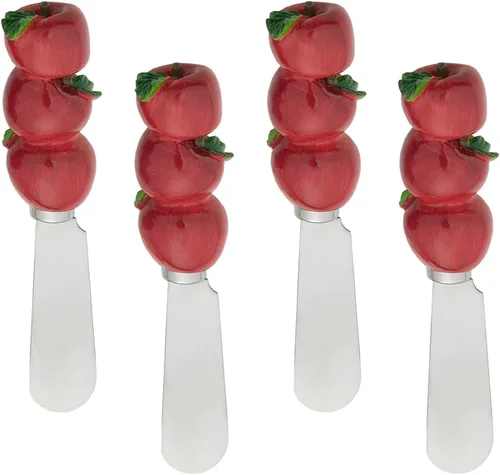 Supreme Housewares Esparcidores de queso de manzana, asas de resina pintadas a mano con cuchillas de acero inoxidable para untar queso crema,