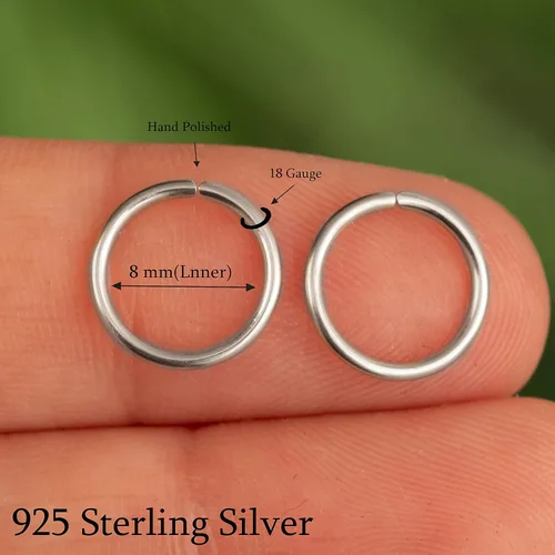 Miniatura 136 de Aretes de aro de oro de plata – Aretes de aro para mujer, dos piezas de aros de plata fina rellenos de oro, aro de hélice, anillo de tragus, aro