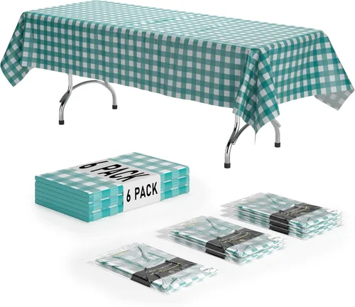 Miniatura 33 de Exquisite Cubierta de Mesa para Picnic - Paquete de 6 Manteles Premium Rectangulares de Plástico - Cubierta de Mesa para BBQ a Cuadros Negro