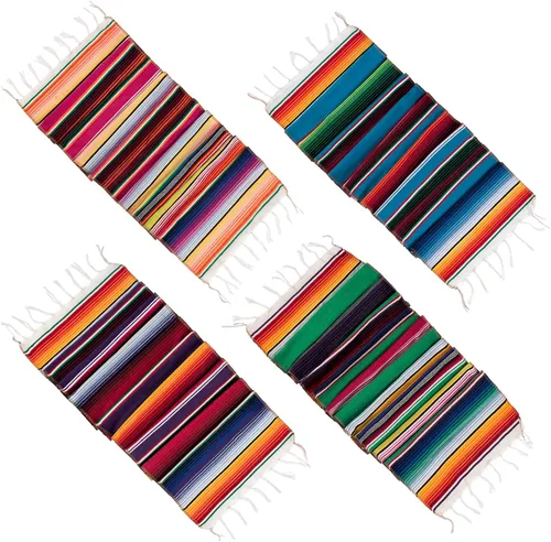 Miniatura 9 de Camino de mesa mexicano, paquete de 12 unidades, 14 x 84 pulgadas, decoración de fiesta temática mexicana para fiesta del Cinco de Mayo, Serape