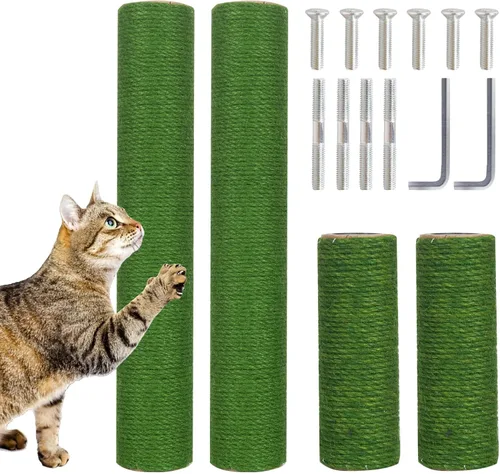 Miniatura 12 de PowerKing Poste Rascador de Repuesto de Sisal Natural, 4 Piezas de Repuestos de Poste Rascador para Gatos M8 para Reacondicionamiento, Blanco