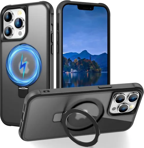 Miniatura 157 de SKYLMW – Funda compatible con iPhone 12 Pro Max y iPhone 13 Pro Max con soporte magnético invisible tipo anillo, fundas translúcidas para teléfonos