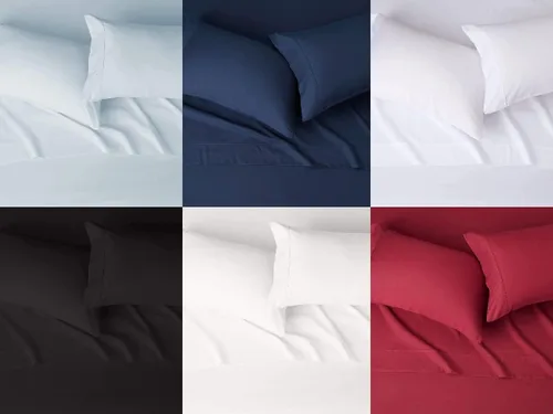 Miniatura 2 de Juego de ropa de cama de 4 piezas, 800 hilos, 100% algodón, tamaño California King, color azul real, juego de ropa de cama de algodón de fibra