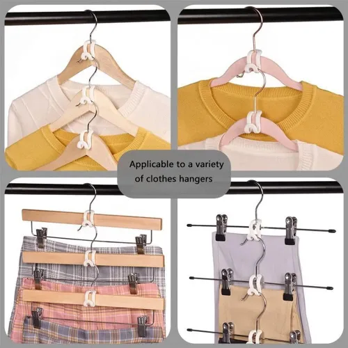 Miniatura 5 de Paquete de 70 ganchos para colgar ropa, mini gancho en cascada, resistente ahorro de espacio para armario (rosa)