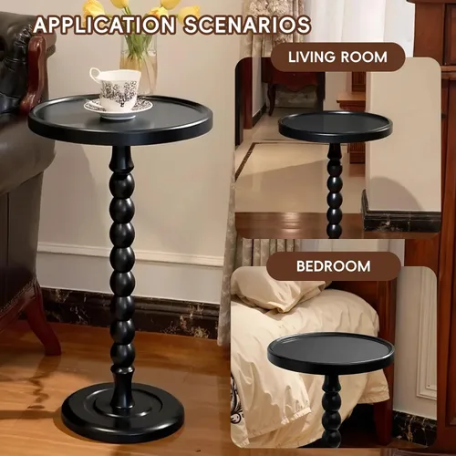 Miniatura 5 de Mesa auxiliar de madera decorativa pequeña, mesita de noche redonda de 12 pulgadas, mesa auxiliar natural para familia, dormitorio, sala de estar