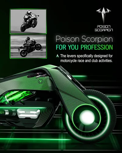 Miniatura 6 de POISON SCORPION - Palancas de embrague y freno ajustables CNC de rueda corta con rodillos, color negro, compatibles con YZF R3 2015-2025 / R25