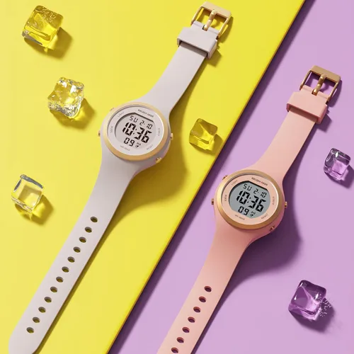 Miniatura 7 de GOLDEN HOUR Reloj de pulsera de silicona con cronógrafo digital impermeable para mujer
