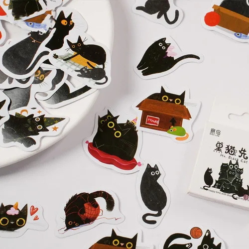 Miniatura 4 de 46 piezas de lindas calcomanías de gato para álbumes de recortes, diario, botella de agua, niños, computadora portátil, planificadores, collage