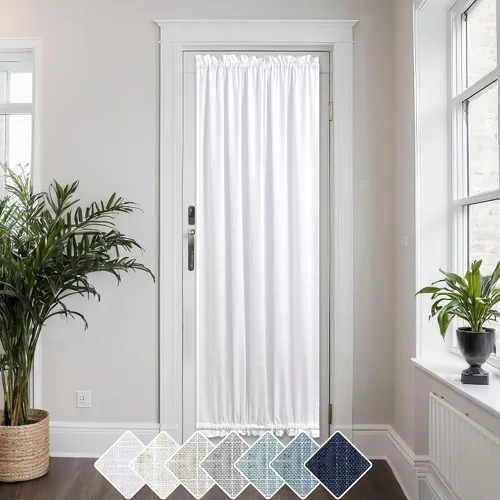 Miniatura 11 de KOUFALL Cortinas de luz lateral para puerta de 72 pulgadas de largo para ventanas laterales, mezcla de lino, protección de privacidad, filtrado